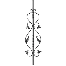 Zierstab, leichtbarock, Vierkantstahl □ 12 x 12 mm, glatt, Breite 230 mm, Höhe 950 mm