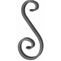 S Schnörkel, Enden geschmiedet - gerillt, Flachstahl, glatt,  ≠ 12 x 6 mm, Breite 70 mm, Höhe 150 mm