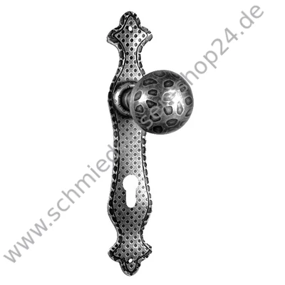 Langschild CORTINA mit drehbarem Griff Ø 60 mm, Breite 49 mm, Höhe 268 mm, PZ-Schloss Entfernung 90 mm, verzinkt, Farbe Antik-Silber
