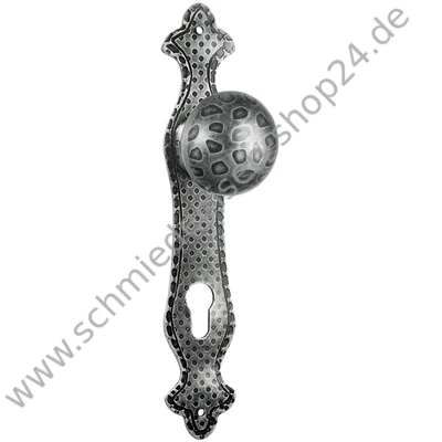 Langschild CORTINA mit festem, nicht drehbarem Griff Ø 60 mm, Breite 49 mm, Höhe 268 mm, PZ-Schloss Entfernung 90 mm, verzinkt, Farbe Antik-Silber
